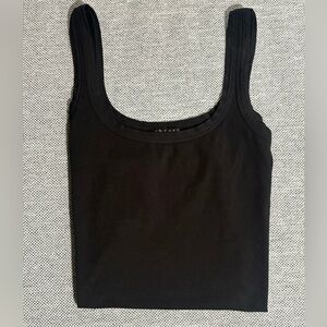 THEORY ✨ Scoop Neck Stretch Cotton Tank Top | Classic Black | Size L